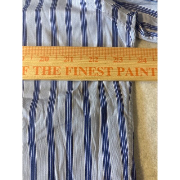 Faconnable Striped Button Down Shirt Mens 16.5 L Blue White Cotton Made in USA - Picture 4 of 8